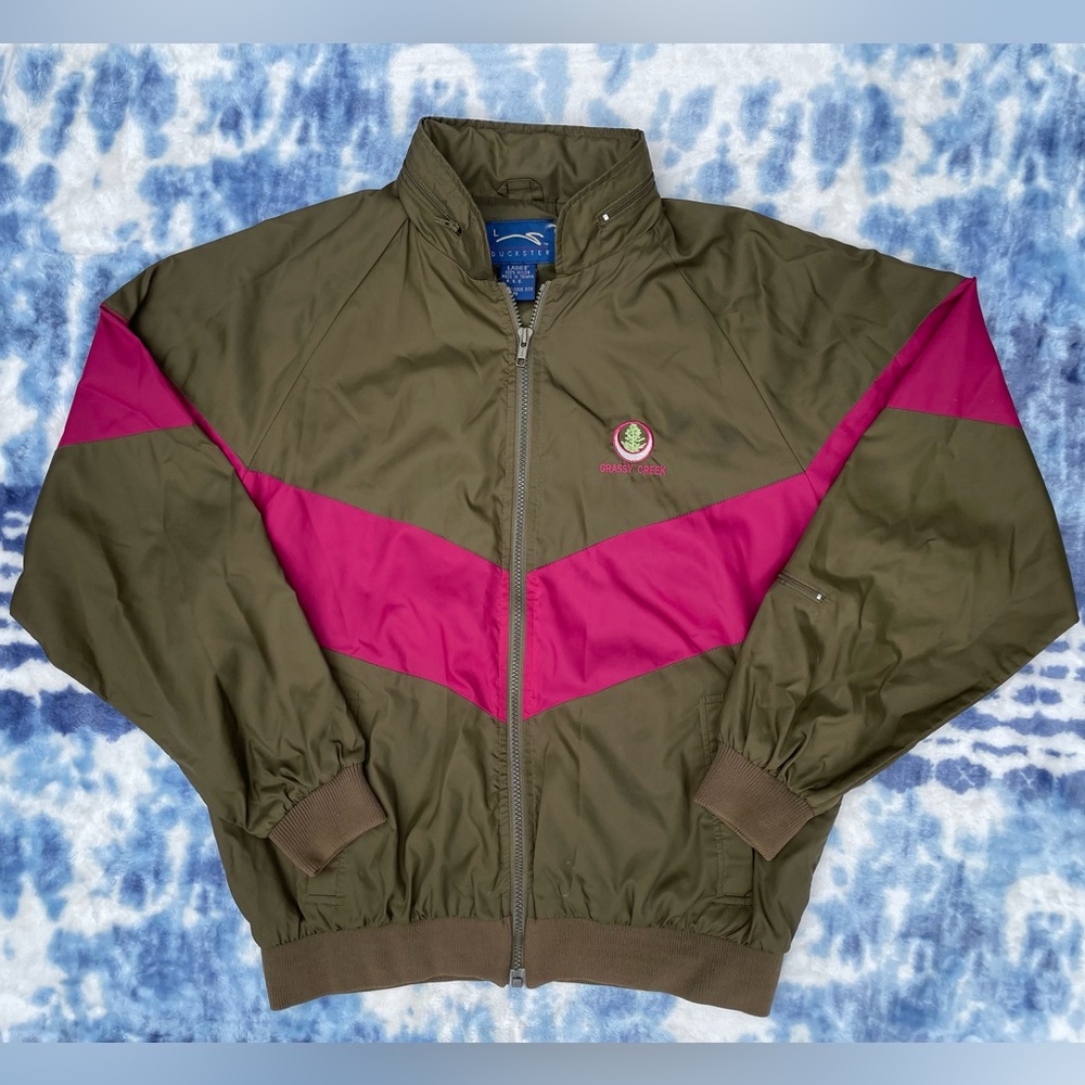 RARE Vintage Nylon Duckster Zip Up Rain Jacket Windbreaker With Hideaway Hood